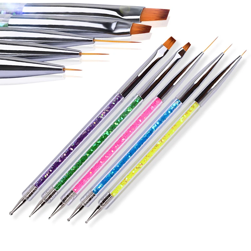 5 шт./компл. Двусторонняя ручка для дизайна ногтей точечная акриловой живописи