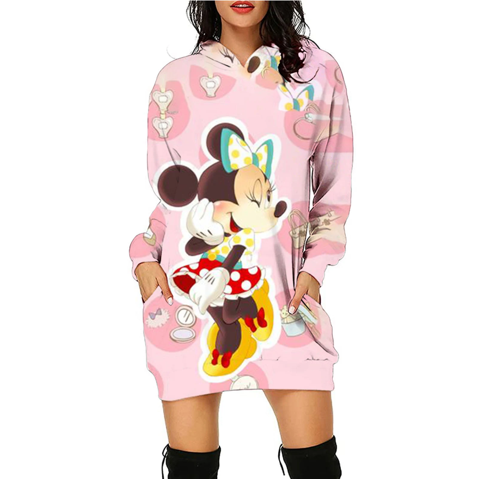 

2022 Mickey Dress Hoodie Mini Prom Dress Korean Fashion Minnie Mouse Sexy Disney Ladies Cardigan Chic Dress Ladies Evening Kawai
