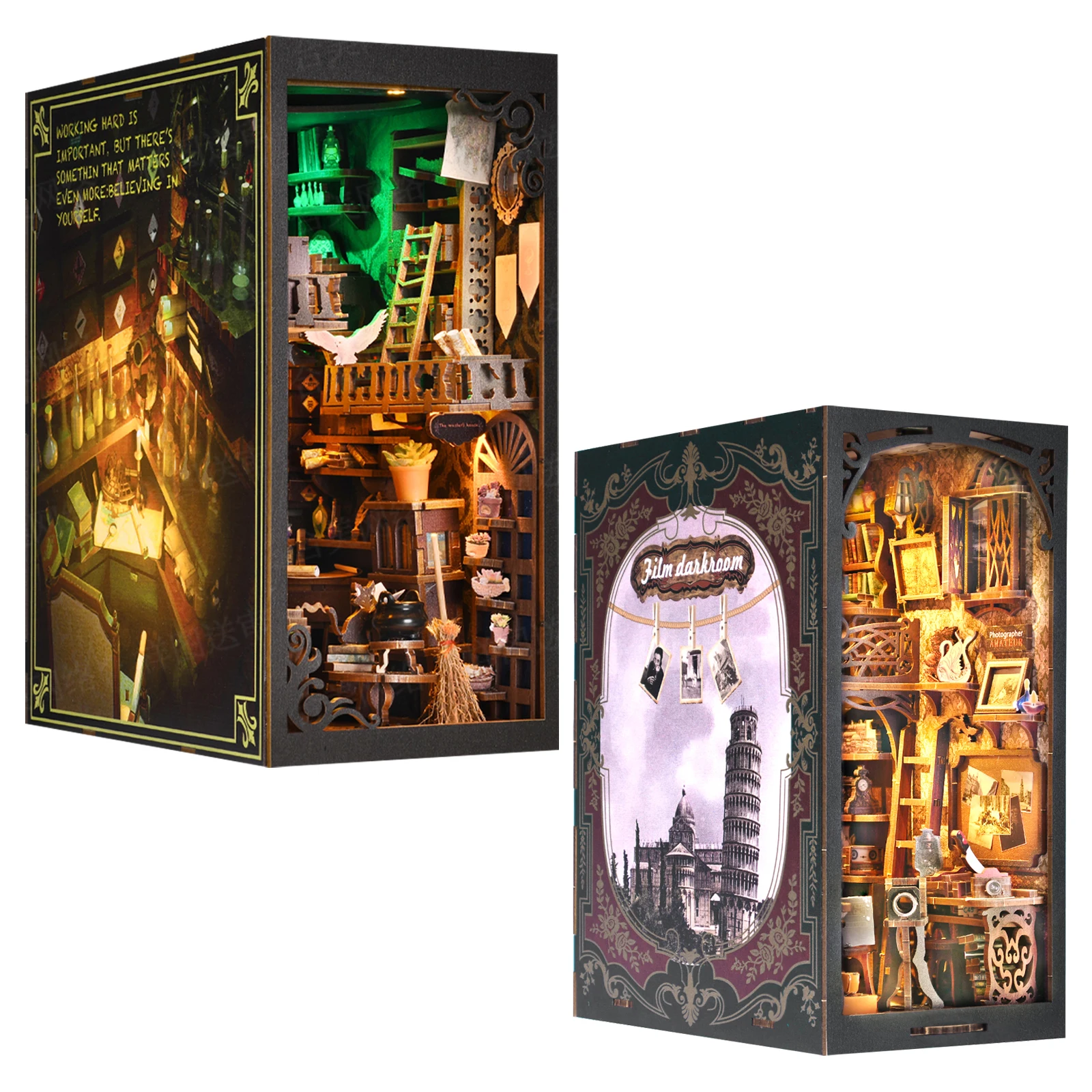 Деревянная книга-пазл сделай сам набор вставок для полки миниатюрные