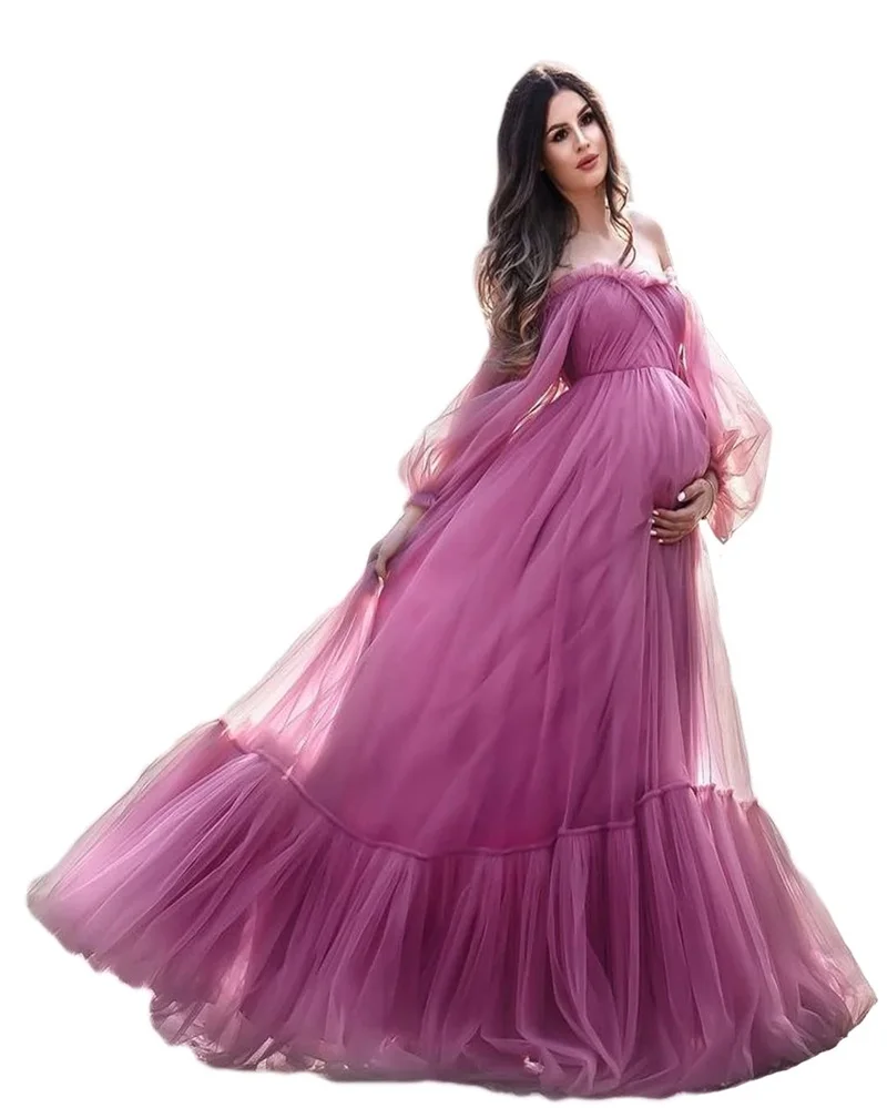 

Long Sleeve Maternity Gown Maxi Off Shoulder Pregnant Clothes Photography Pregnancy Dress Maternity Dresses Photo Shoot