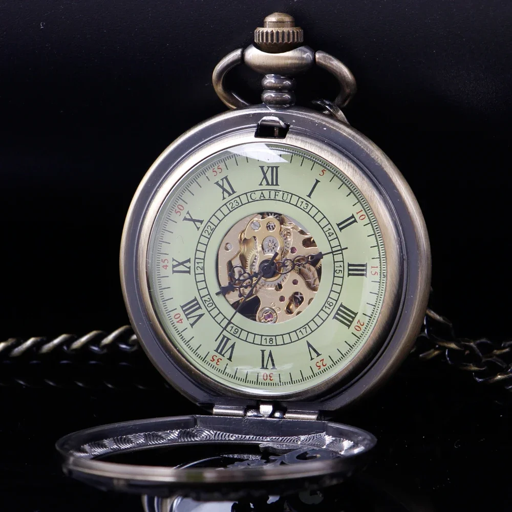 Винтажные Механические карманные часы для мужчин ручная работа скелет дракон