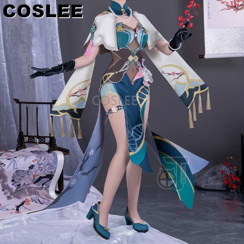 COSLEE Honkai: Звездный рейс Руан мел костюм для косплея игр Мэй элегантное платье
