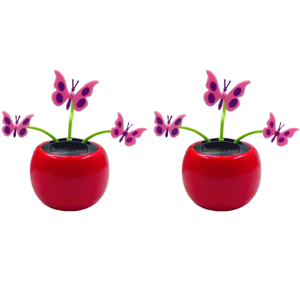 

2pcs Car Ornament Solar Powered Desktop Ornament Car Decoration Car Interior Swing Gift for Car