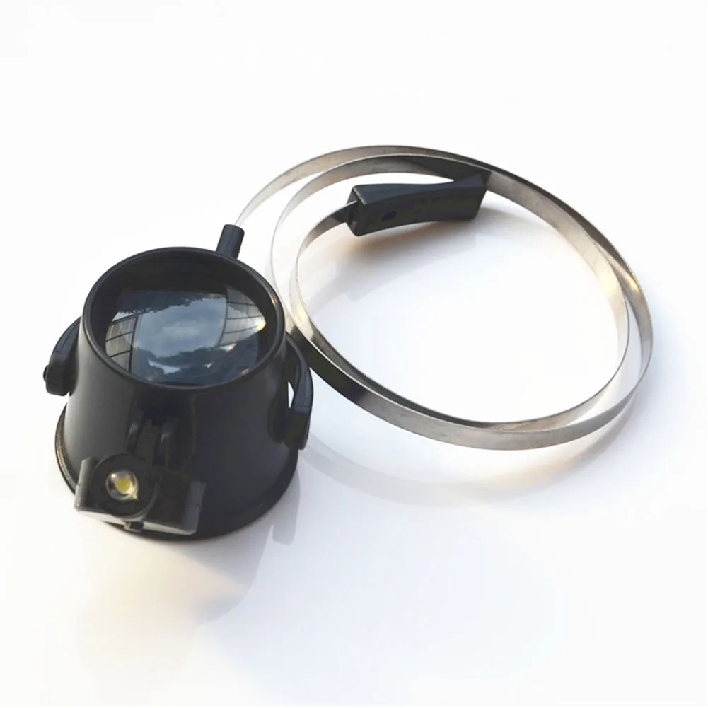 

15X Watch Repair Metal LED Lighted Hands Free Optical Lens Jewelry Eye Loupe Head Band Clock Battery Powered Magnifier Tool