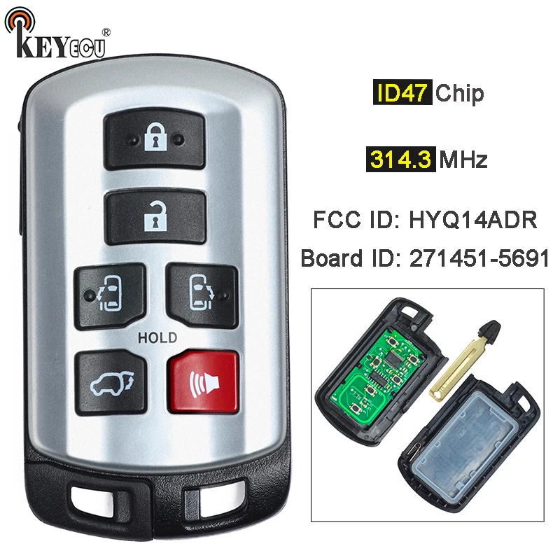 KEYECU 314 3 МГц чип ID74 идентификатор FCC: hyq14адr 271451-5691 БЕСКЛЮЧЕВОЙ вход 6-кнопочный