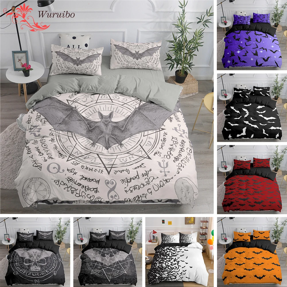 

Halloween Flying Vampire Bedding Set Bats Duvet Cover Witchcraft Magic Comforter Cover Single Double Bed King 220×240 Bedclothes