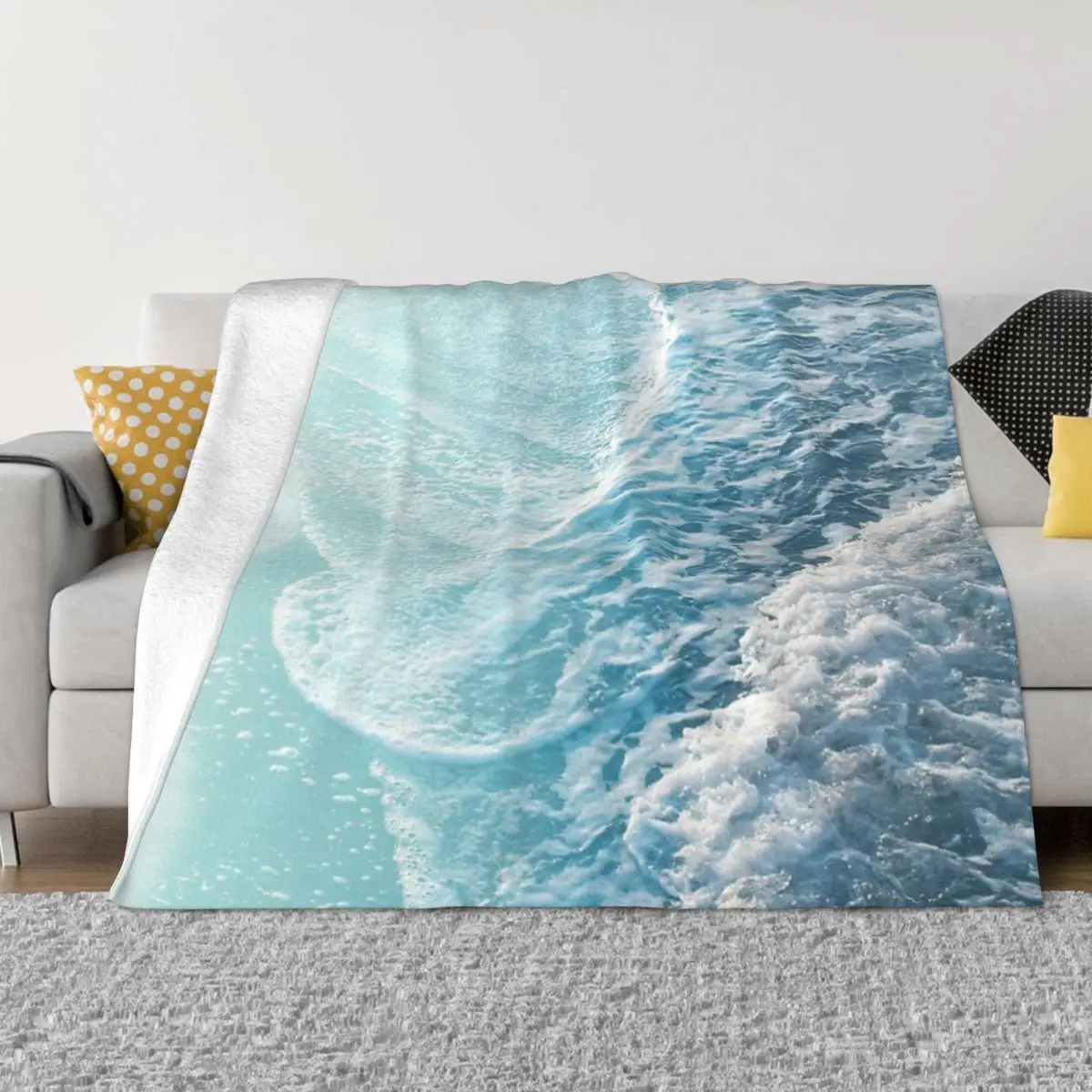 Мягкое бирюзовое одеяло с волнами океана 1 Домашнее покрывало индивидуальное