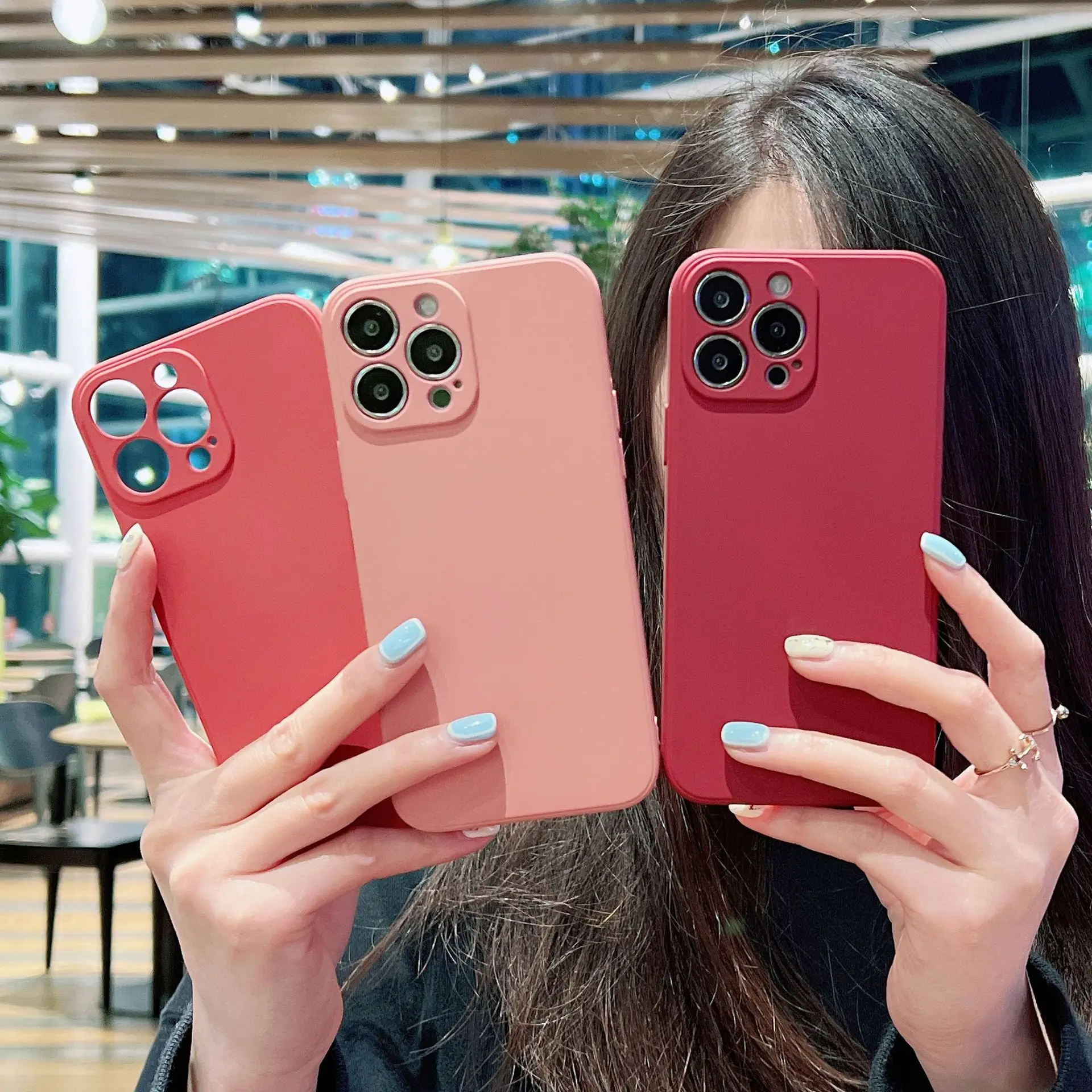 Phone Case For IPhone X XR XS 11 12 13 14 Pro Max 7 8 Plus Contracted Pure Color Shockproof Liquid Silicone Soft Back Cover
