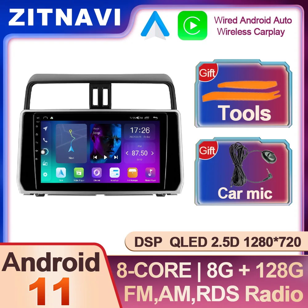 

10.1 Inch Android 11 For Toyota Land Cruiser Prado 150 2017 - 2018 Car Radio Autoradio Multimedia Player Wireless Carplay Auto
