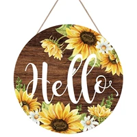 suower door decor hello welcome rustic wall sign for hanging front round wooden hanging decoration for farmhouse porch spring