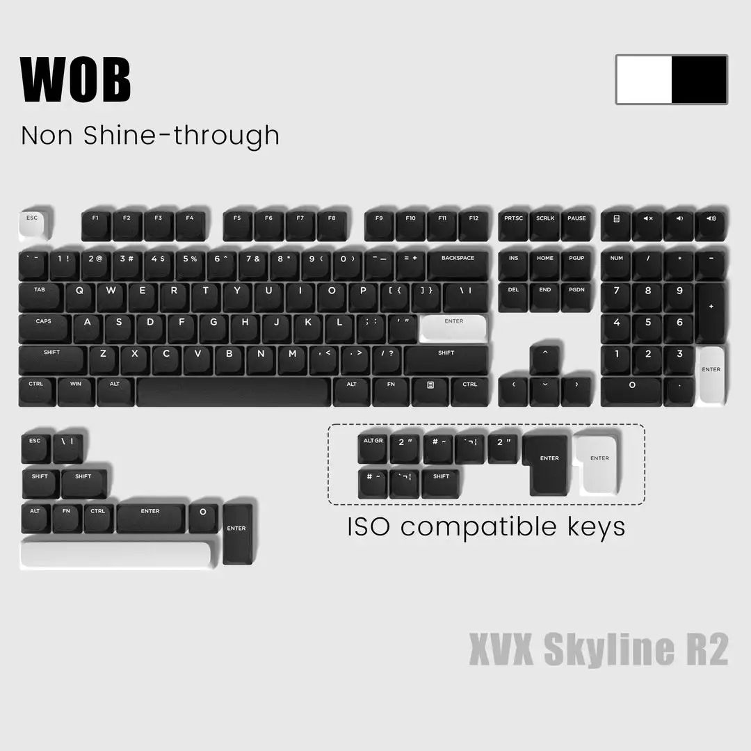 

129 Key Low Profile WOB Slim Keycap Double Shot PBT Keycaps for Gateron Cherry MX Switch 60% 65% 75% Gamer Mechanical Keyboard