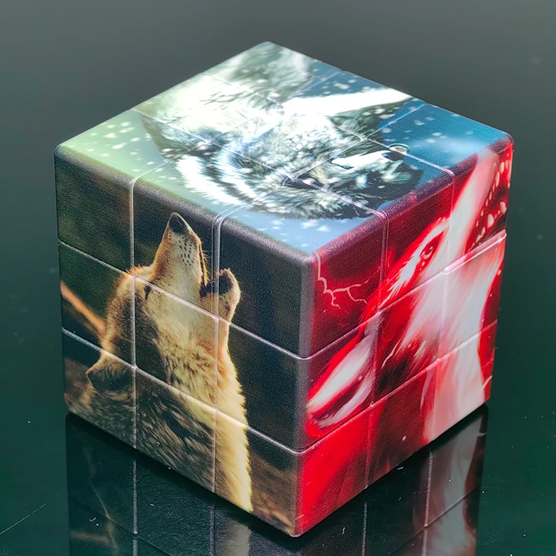 3x3x3 Magic Puzzle Cube 3D Wolf Pattern Printing Cube Children's Gifts Educational Toys for Kids Packing Cube Fidget Toys