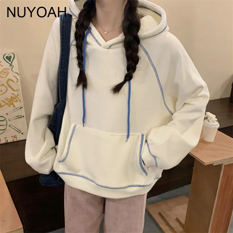 

Женский свитер с капюшоном, Свободный пуловер в Корейском стиле, свитер с длинными рукавами и открытой линией в иностранном стиле, осень 2021