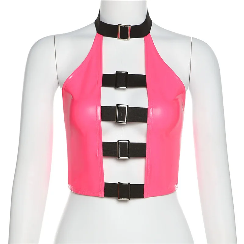 Модная Женская Клубная одежда праздничная майка с открытой спиной и лямкой на