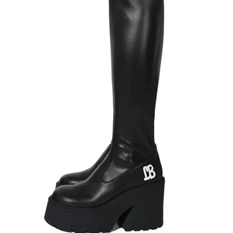 Женские ботинки брендовые готические для женщин пикантные высокие сапоги из