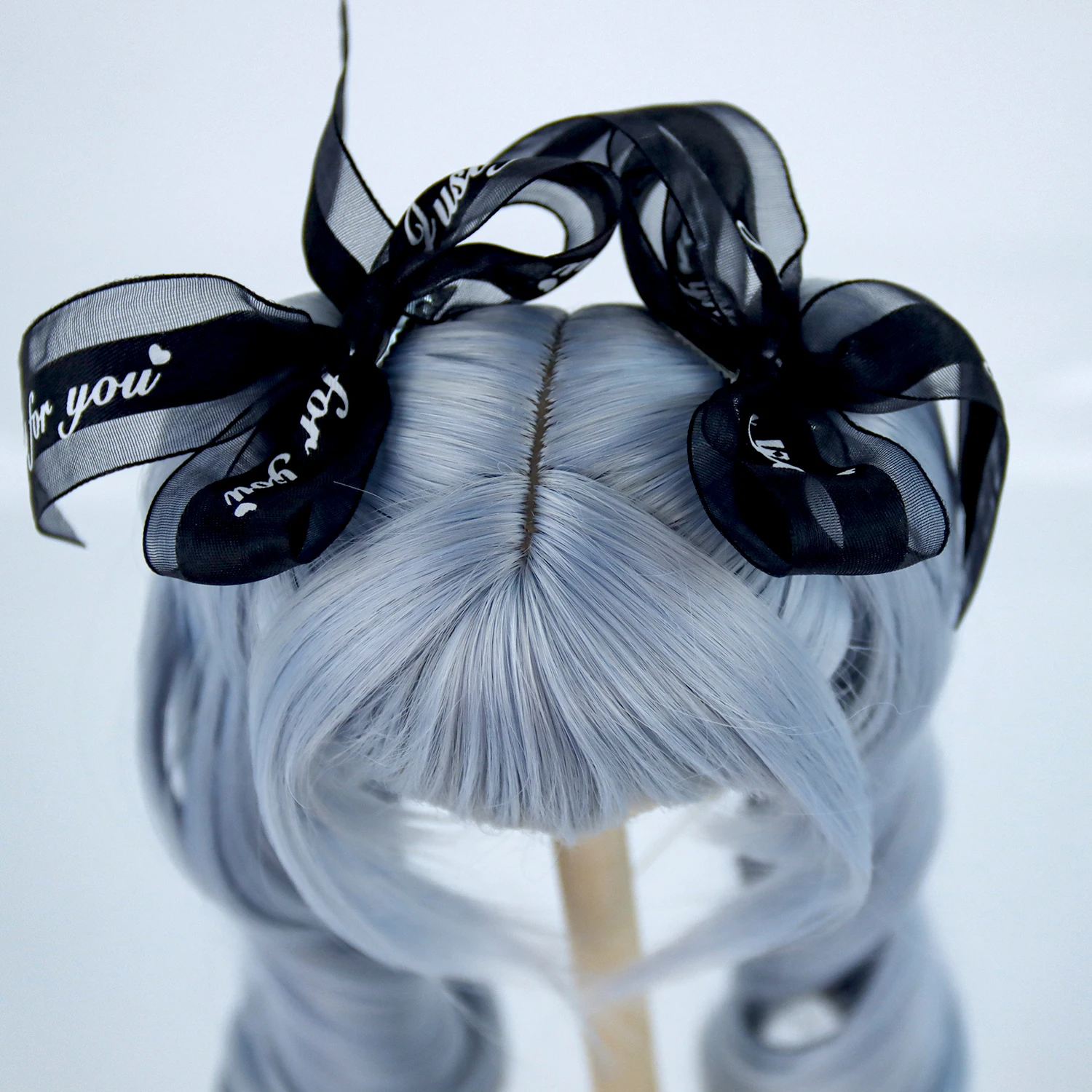 Парик для шарнирной куклы 1/3 8-9 дюймов двойной хвост синий цвет мягкий шелк