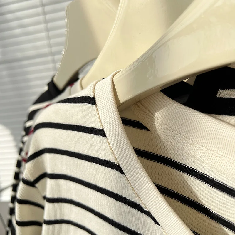 Новинка 2024 женские весенние полосатые футболки с круглым вырезом и длинным