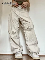 cuteandpsycho oversized jogging pants solid color street style high waist fashion brown loose vintage clothing y2k