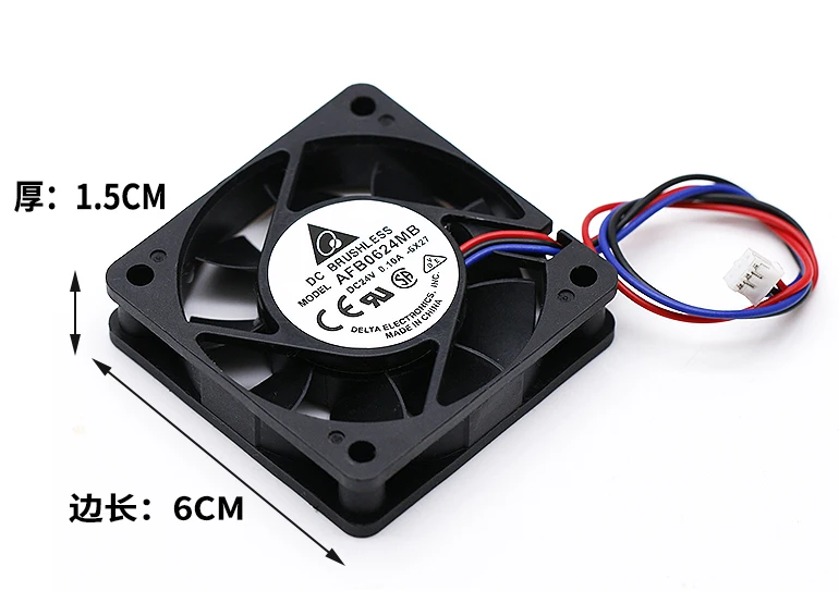 

Delta Electronics AFB0624MB 6X27 DC 24V 0.10A 60x60x25mm 3-Wire Server Cooling Fan