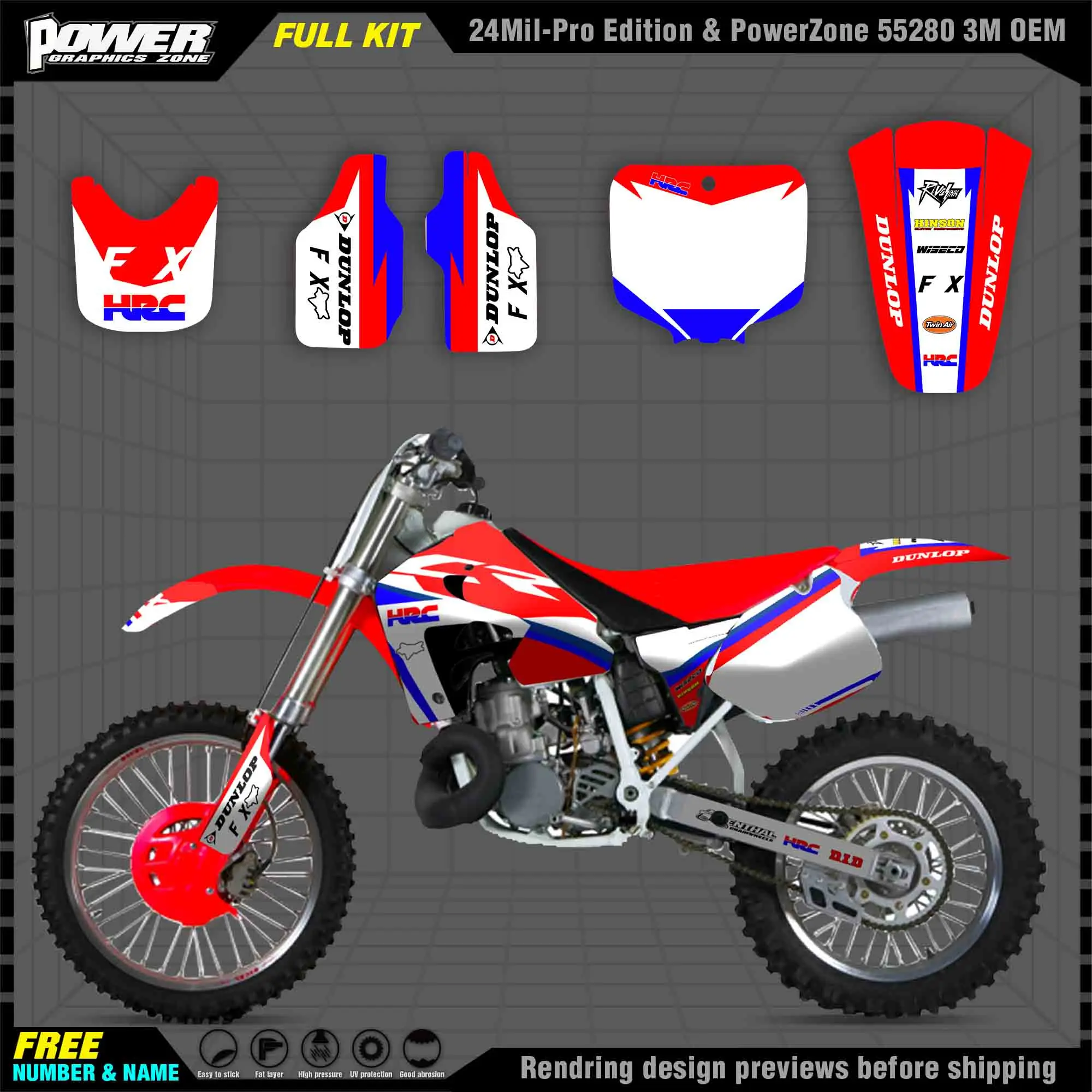 

PowerZone Custom Team Graphics Decals 3M Stickers Kit For Honda CR 125 95-97 250 95-96 Stickers 1995 1996 1997 008