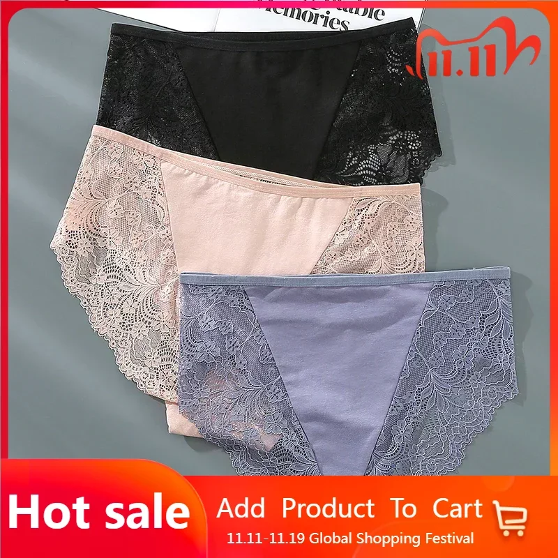

Sexy Lace Women's Underpants Solid Color Briefs Breathable Intimates Lingerie Panties Female Seamless Lingeries Women Underwear