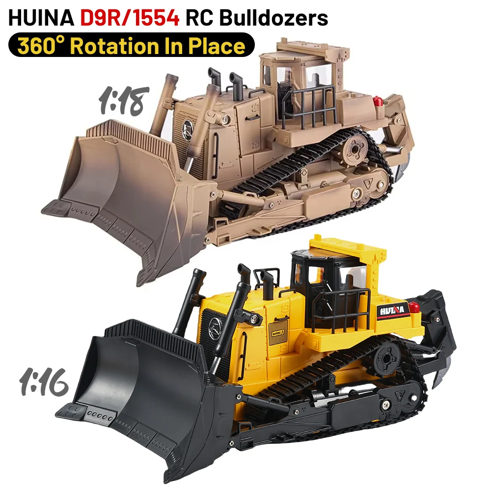 Фото HUINA 1/18 D9R Инженер Бульдозер 1/16 1554 Радиоуправляемый гусеничный экскаватор 2,4G Автомобили с дистанционным управлением для взрослых/детей Игрушки №1