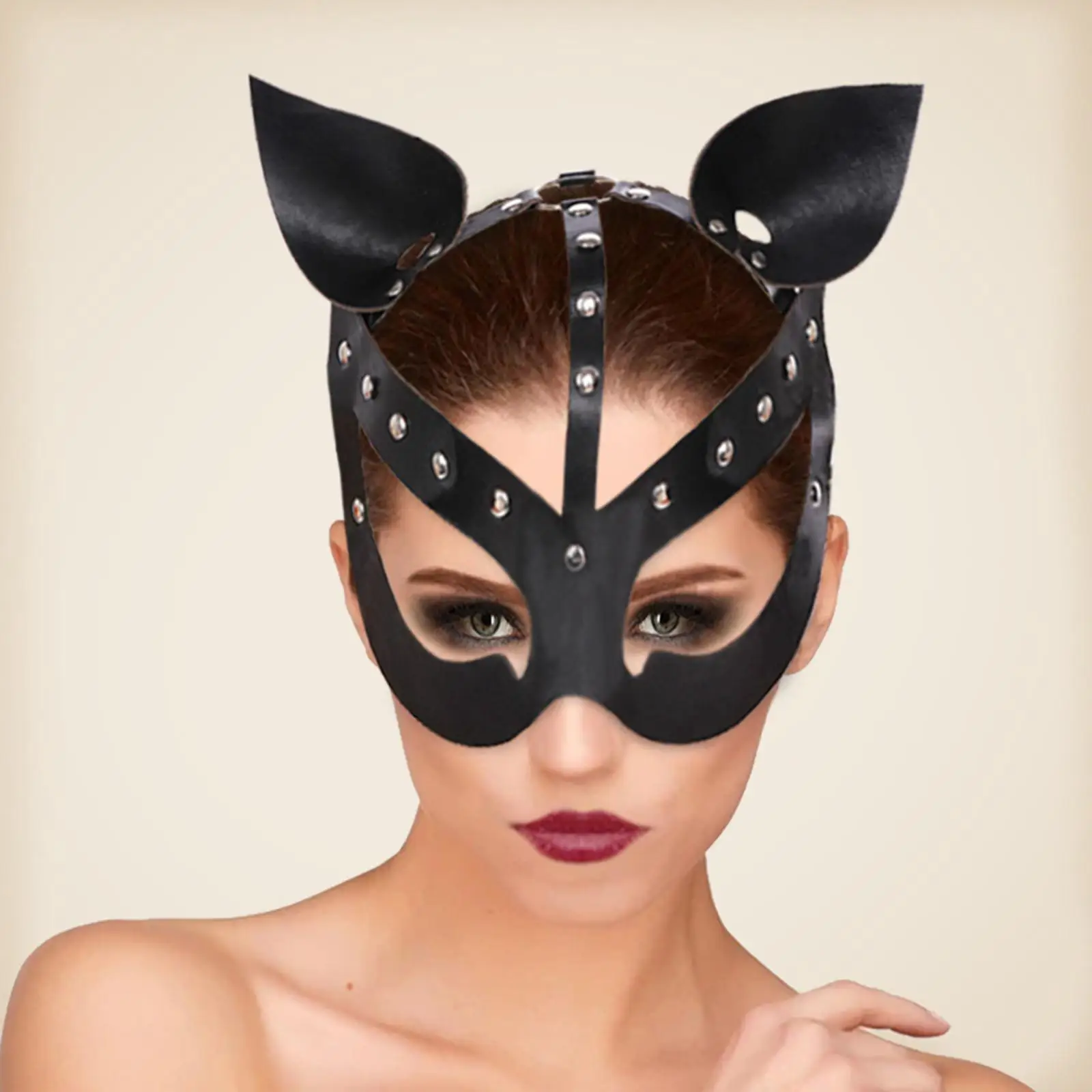 

Cat Mask Masquerade Costume Accessory Half Face with Ears Halloween Headband