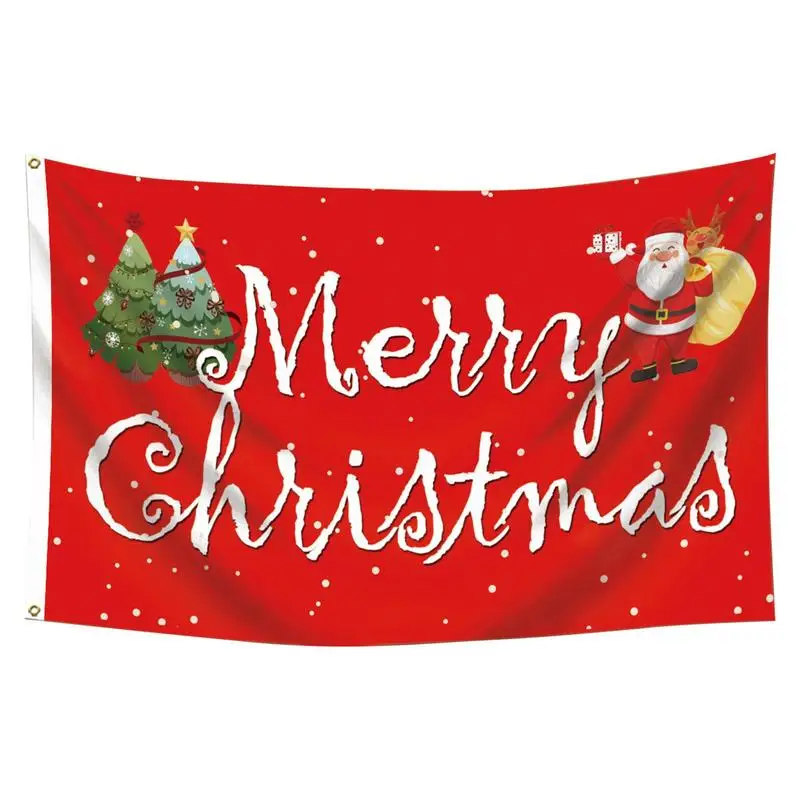 

Merry Christmas Flag Red White Double Sided Outdoor Flags Winter Flag Festival Banners Wear Resistant Christmas Flags Decor