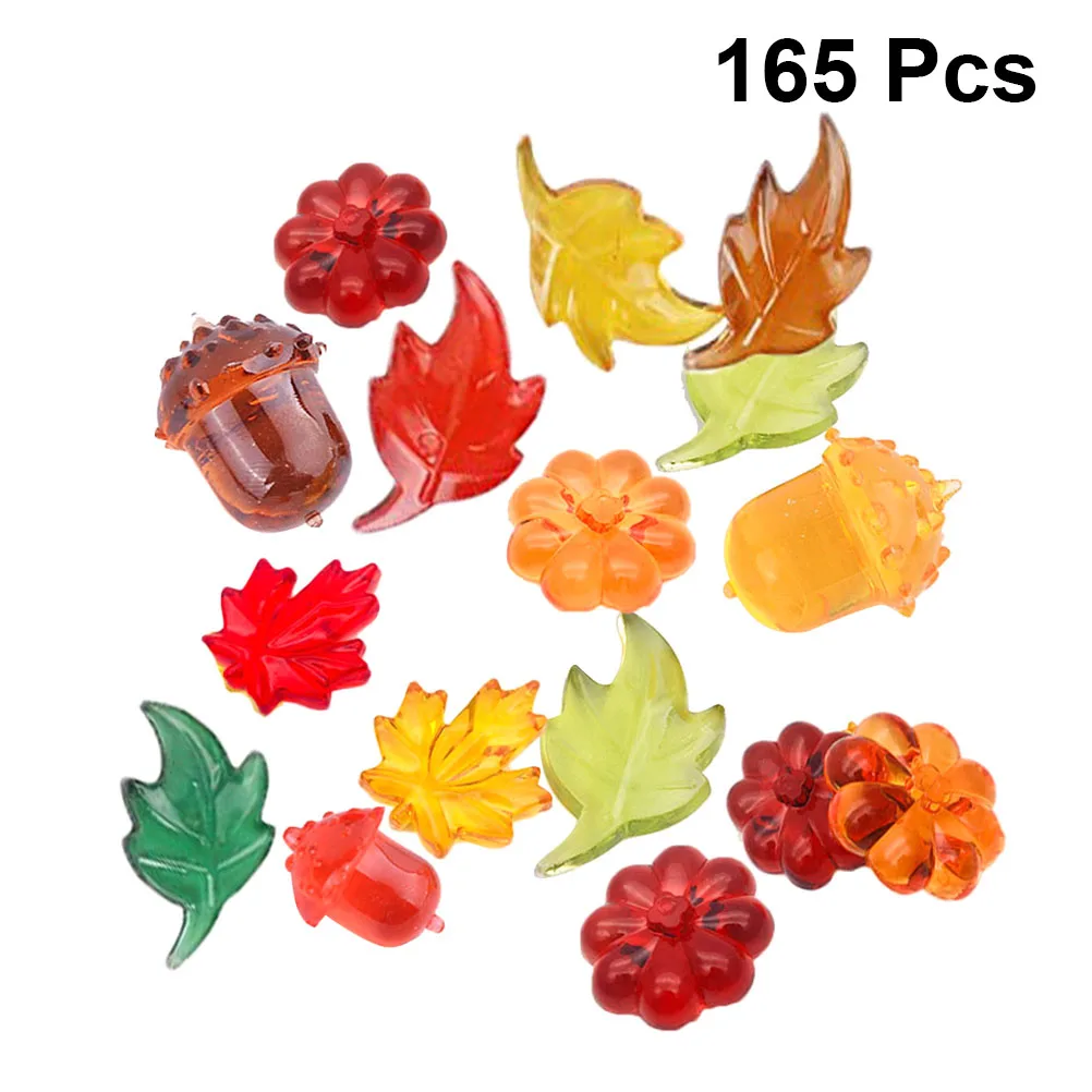 

165pcs Acrylic Mini Pumpkin Maple Leaf Acorn Berries DIY Crafts Vase Filler Thanksgiving Day Halloween Decoration