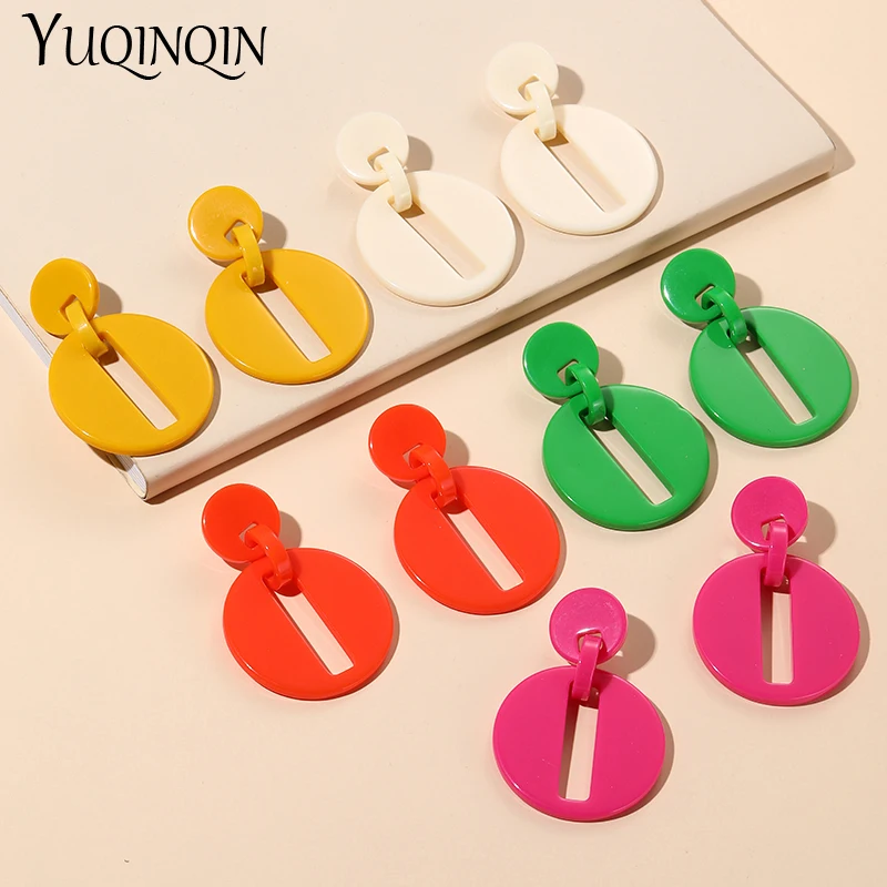 

Big Long Dangle Earrings for Women Fashion Jewelry 2022 New Geometric Arcylic Korean Drop Women's Earings Round Summer Brincos