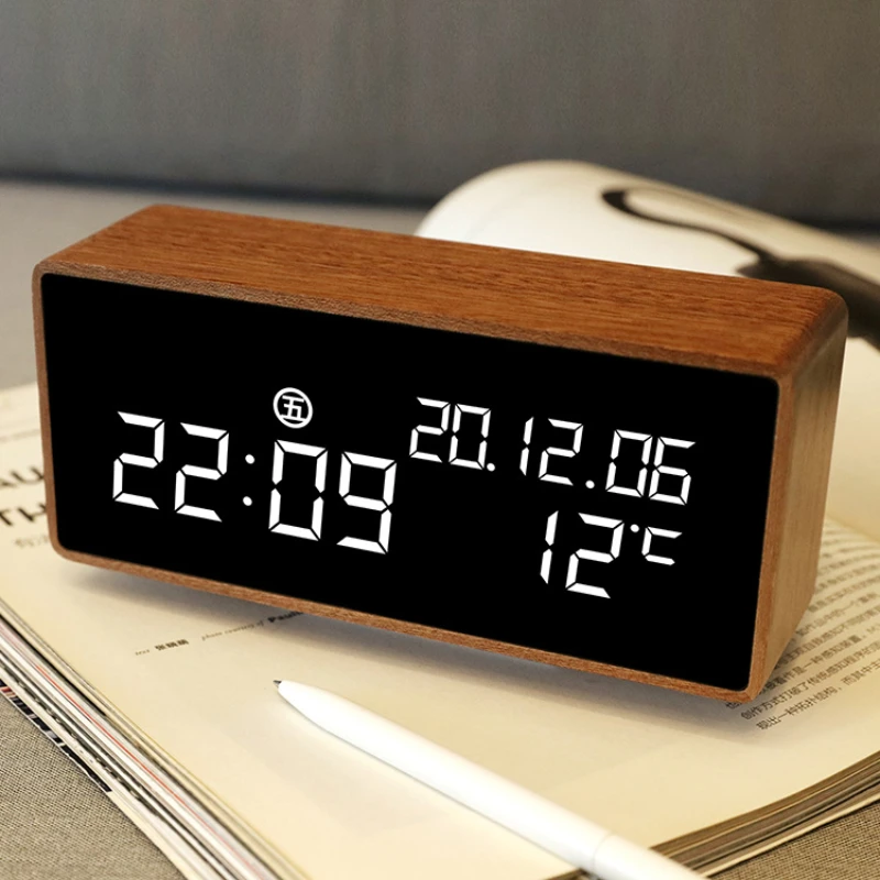 

Night Alarm Clock for Bedroom Silent Wood Led Alarm Clock Electronics Digital Desk Budzik Elektroniczny Alarm Clocks Ornament