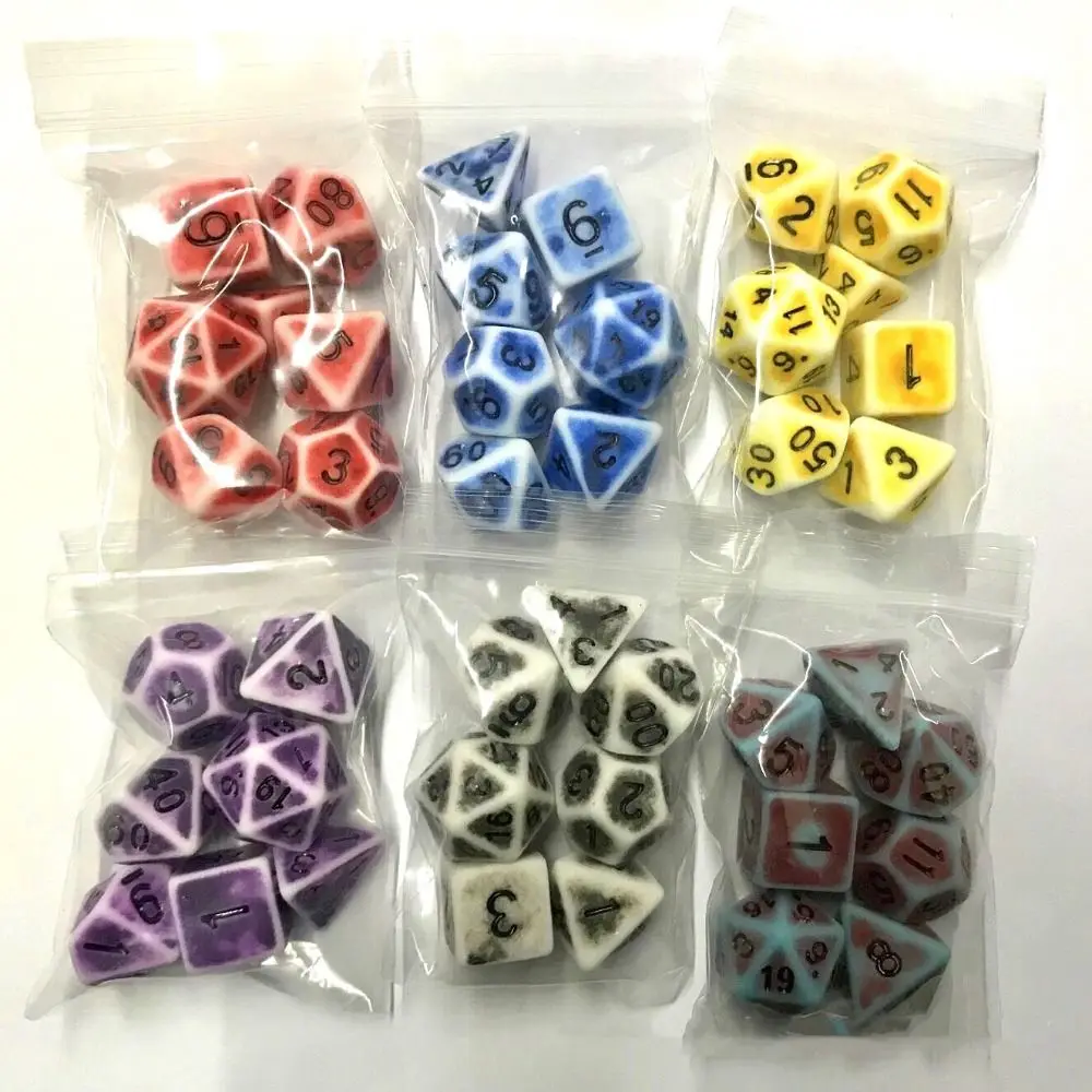 

7 цветов, наборы игральных костей, уникальные крутые многогранные акриловые многогранные кости, цифровые кости с ретро-эффектом, наборы женских костей
