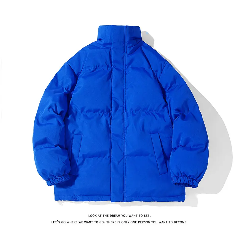 Winter 2022 Extra Thick Solid Color Cotton Coat with Lamb Wool Stand-up Collar Warm Short Jacket with Casual Old Style Plus Size