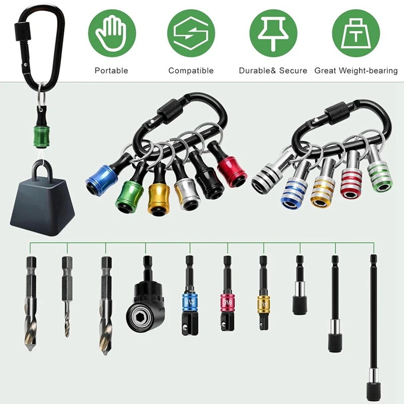 BEAU-18 шт. брелок для ключей адаптер сверл под прямым углом 1/4 дюйма 3/8 1/2 держатель