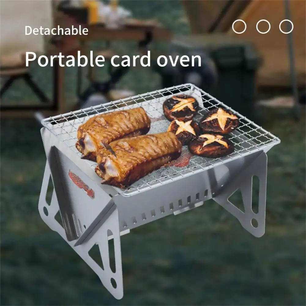 

Portable Folding Barbecue Grill Heating Stoves Multifunction Outdoor Camping BBQ Grill Rack Net Firewood Stove Stainless Steel