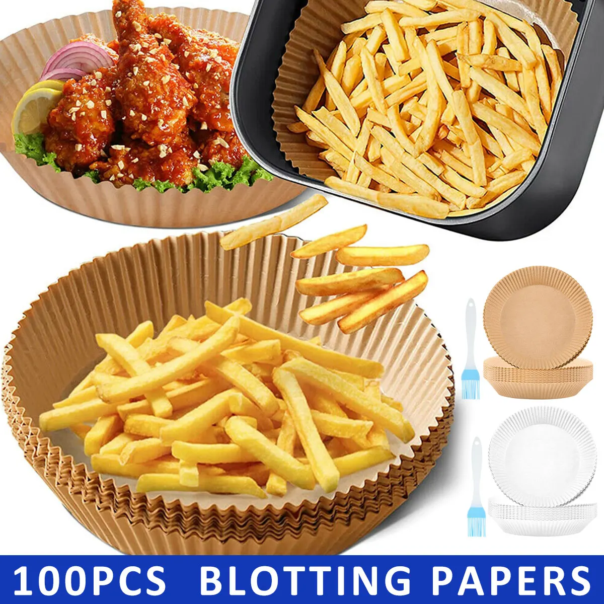 

100Pcs Air Fryer Paper Disposable Lined With Food Grade Paper Steamer Baking Paper For Cheesecake Air Fryer Accessories