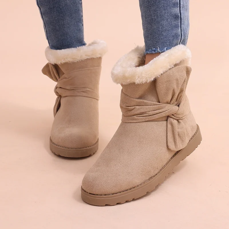 

Crestar Natural Wool Snow Boots Women Mini Winter Short Furry Cotton Boot New Fur Ankle Soft Boot Lined Ankle Warm Cozy Flat Sho