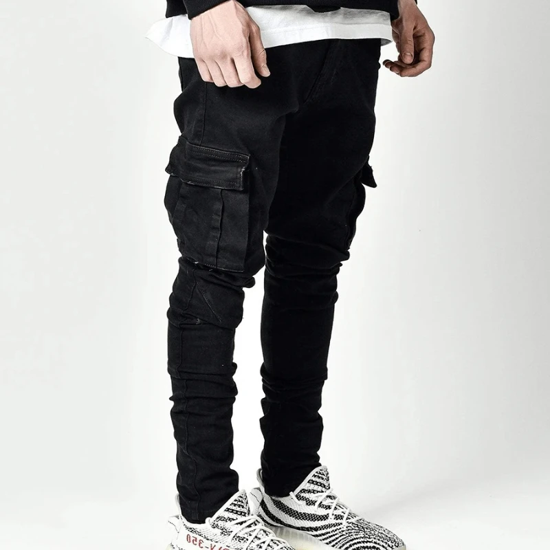 Men's Skinny-Fit Stretch Jean, Regular Fit Jeans Black Jeans Distressed Streetwear Men Spring and Autumn