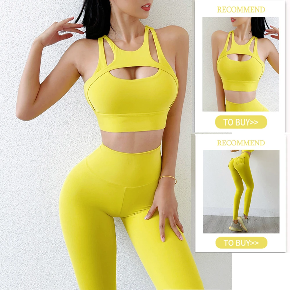 

Gym Set Women Sports Suit Tight High Waist Yoga Pants Butt Lift Summer Fitness Running Shockproof Underwear Workout Clothes