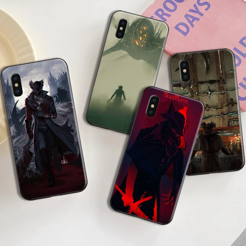 

Bloodborne Phone Case For Funda iPhone 13 12 11 Pro Max 13 12 Mini X XR XS Max 6 6s 7 8 Plus Coque Silicone Cover Black Carcasa
