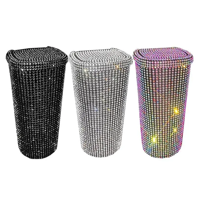 

Rhinestone Car Trash Can Car Accessories Mini Bling Trash Can With Lid Car Garbage Can Bling Car Accessories For Kitchen