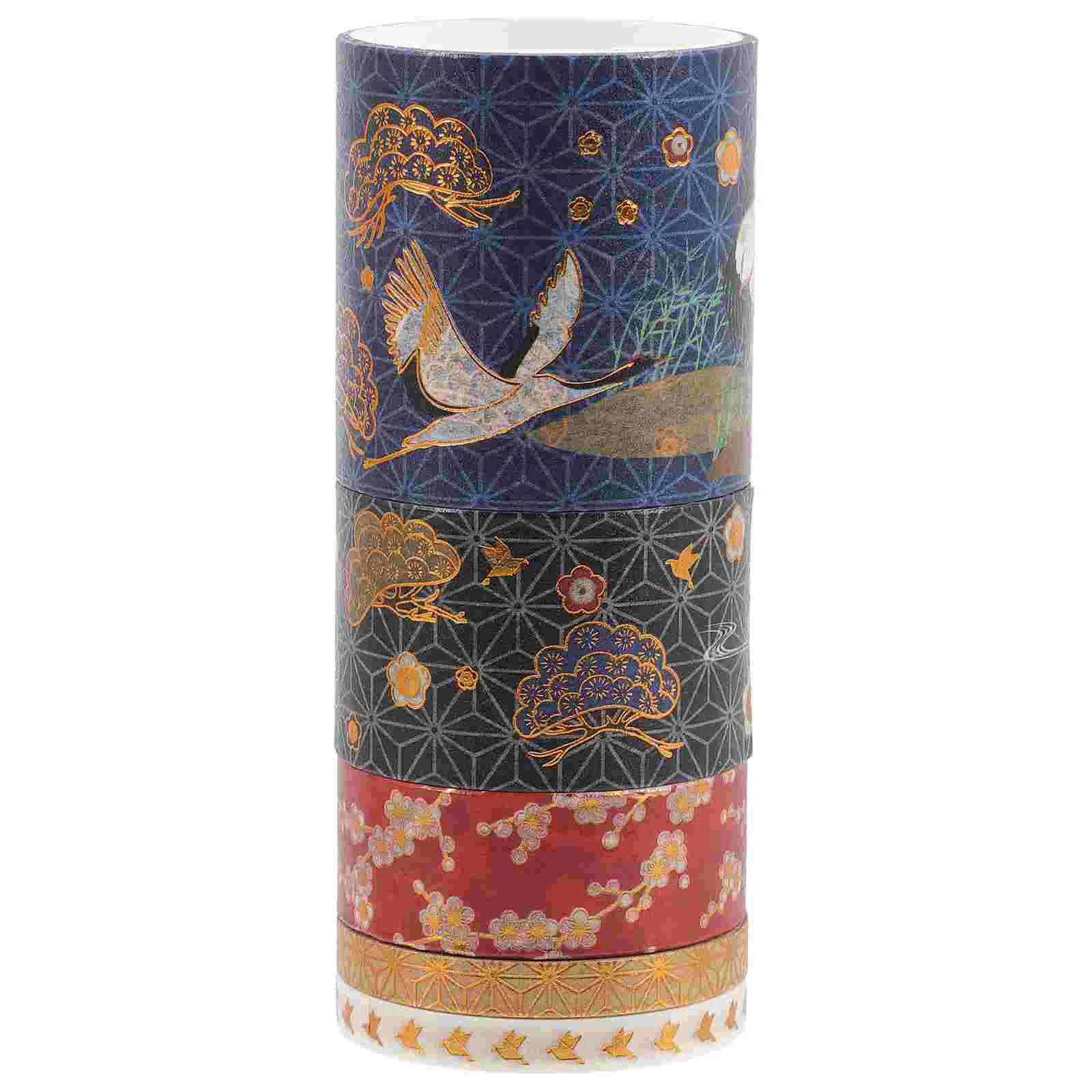 

5 Rolls Weather Sealing Tape Craft Tape Lipstick Set Seal Tape Embroidery Set Scrapbook Decals Decorate Hot Stamping Crane Tape