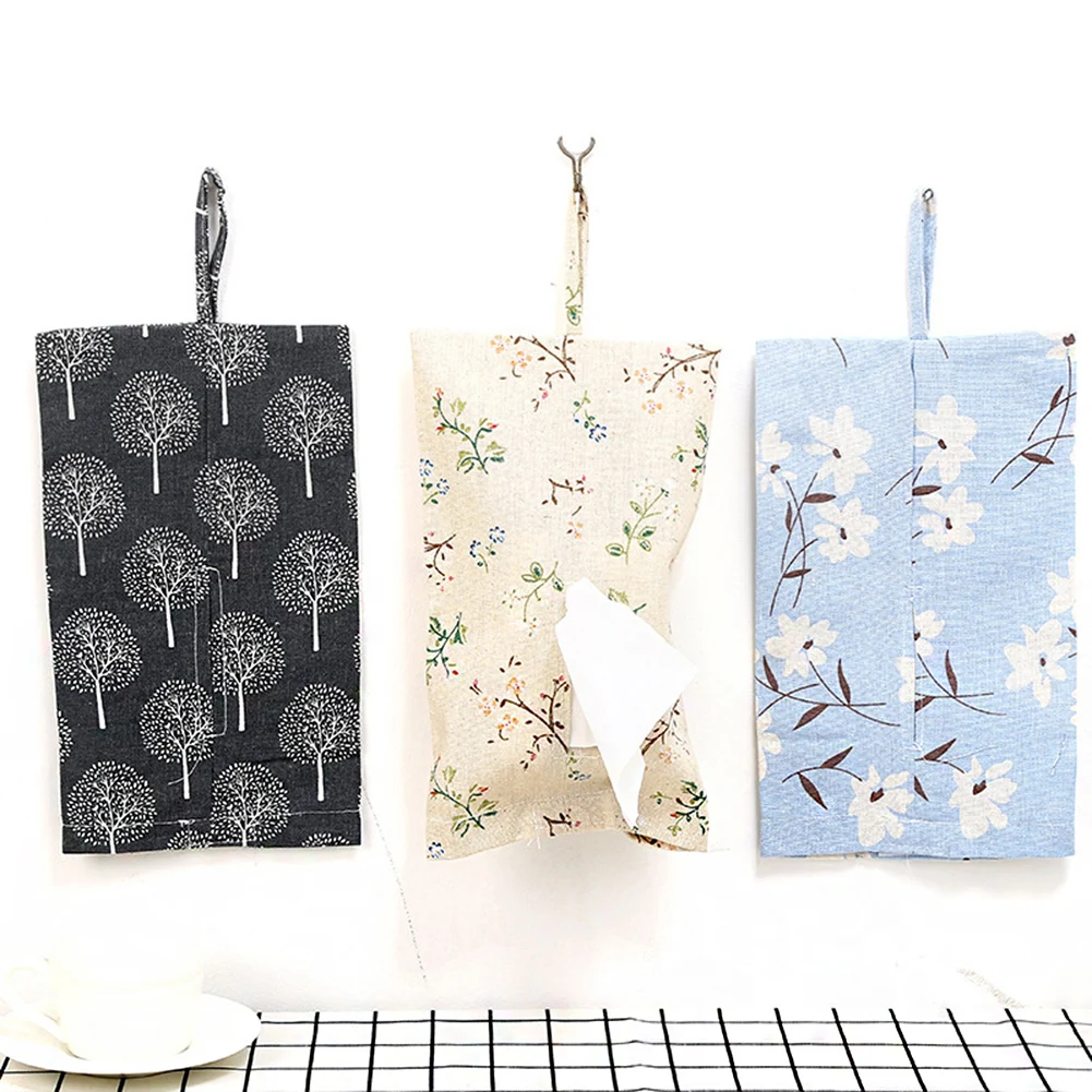 

Japanese Style Canvas Cloth Tissue Box Hanging Napkin Paper Holder For Home Car Nordic Living Room Dining Table Decoration Bag