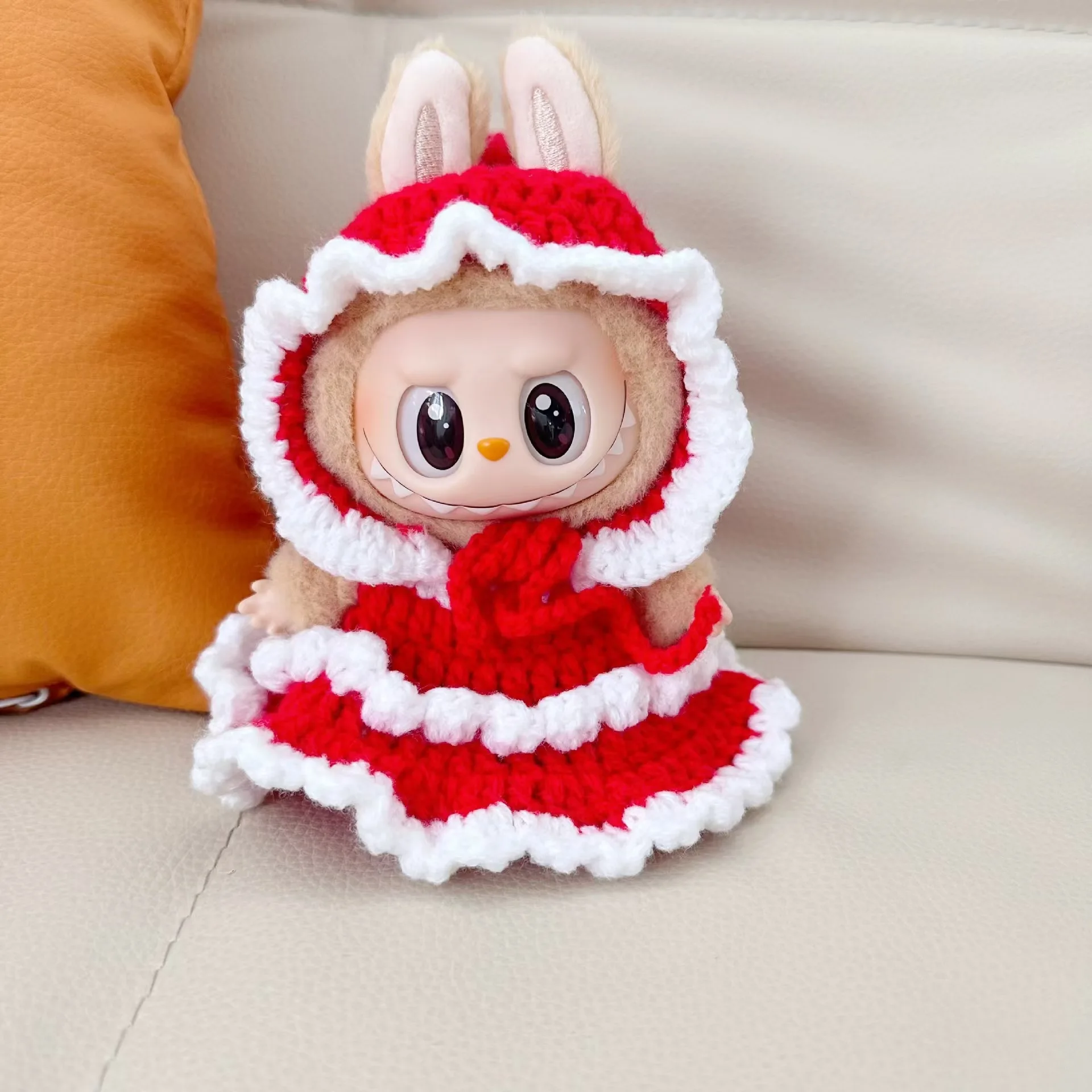 17 см Labubu II красное платье с бантом ручной работы куклы-идолы для сидения милая