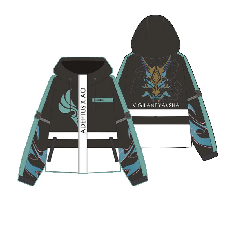 Крутое пальто Xiao для косплея аниме Genshin Impact Harajuku Повседневная Толстовка Унисекс