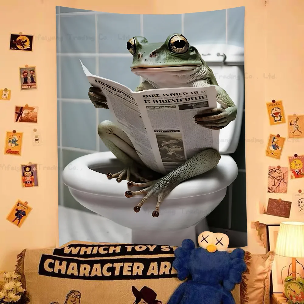 Забавный гобелен с юмористическими животными для ванной комнаты богемный