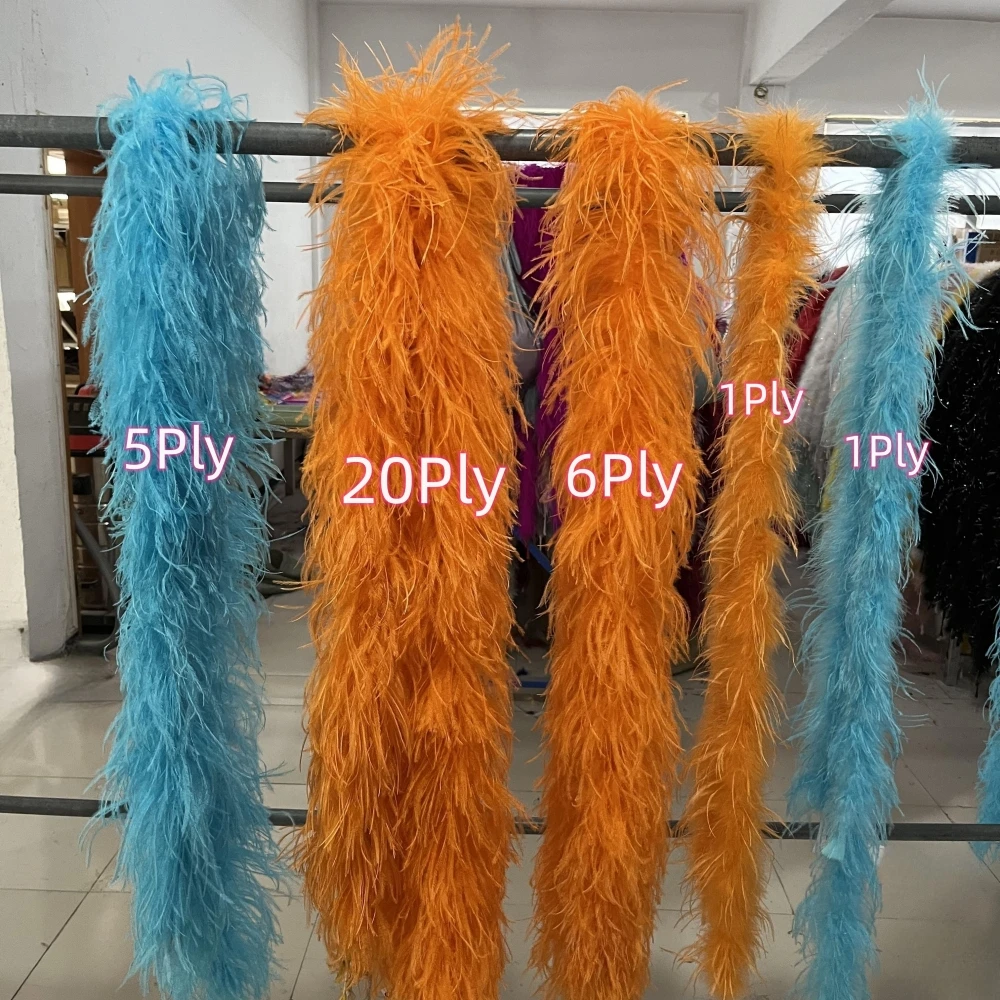 

2Yard Ostrich Feathers Boa 1-20Ply for Dress Scarf Needlework Sewing Clothing Shawl Fluffy Plumas DIY Crafts Wedding Party Decor