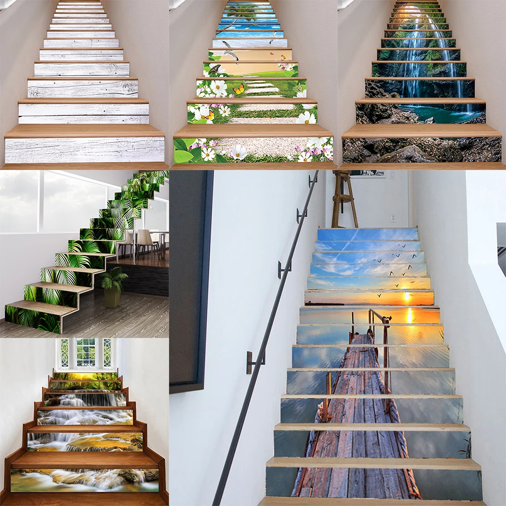 

Tile Stairs Stickers Waterproof Non-slip Floor Sticker Creative Home Renovation Poster Thick Stairway Renew Furniture Adhesive