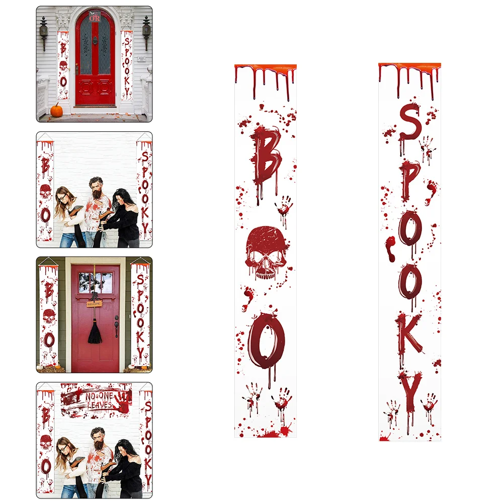 

Halloween Curtain Door Hanging Signs Porch Banner Decorations Outdoor Horror Decorative Polyester Front Banners