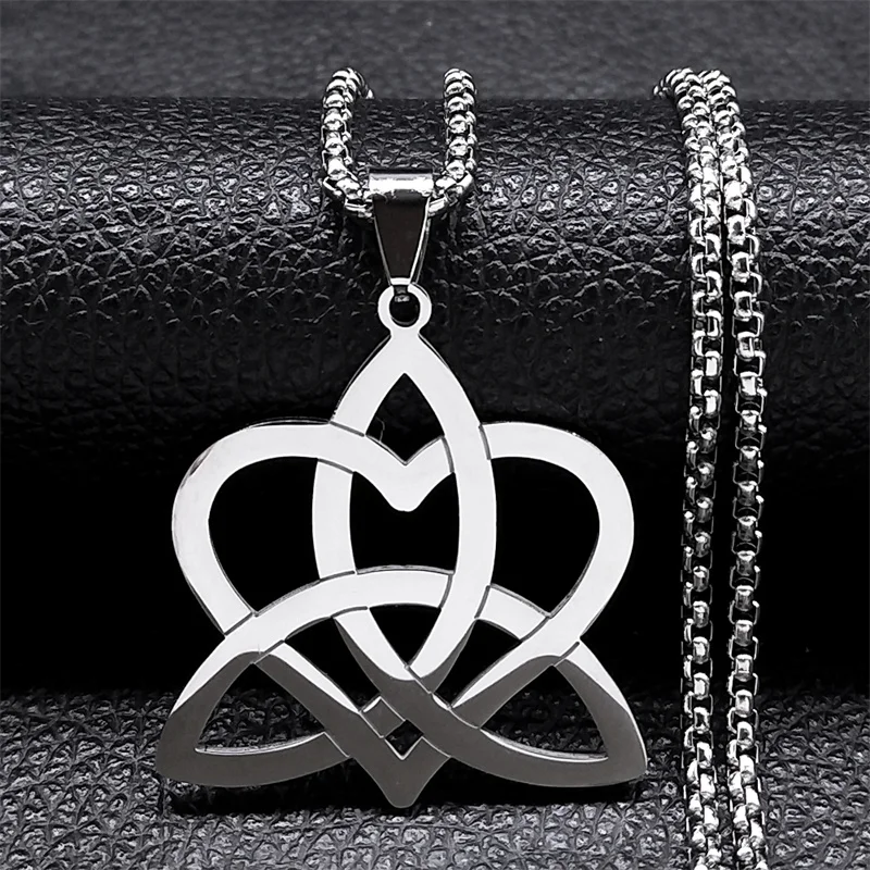 

Aesthetic Celtic Knot Love Heart Shape Necklace for Women Men Stainless Steel Trinity Knot Necklaces Jewelry nudo de bruja